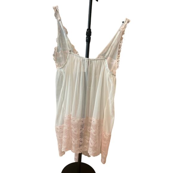 Victorias Secret Cream and Peach Babydoll Size Large Lace Nightgown Dress - Picture 2 of 5